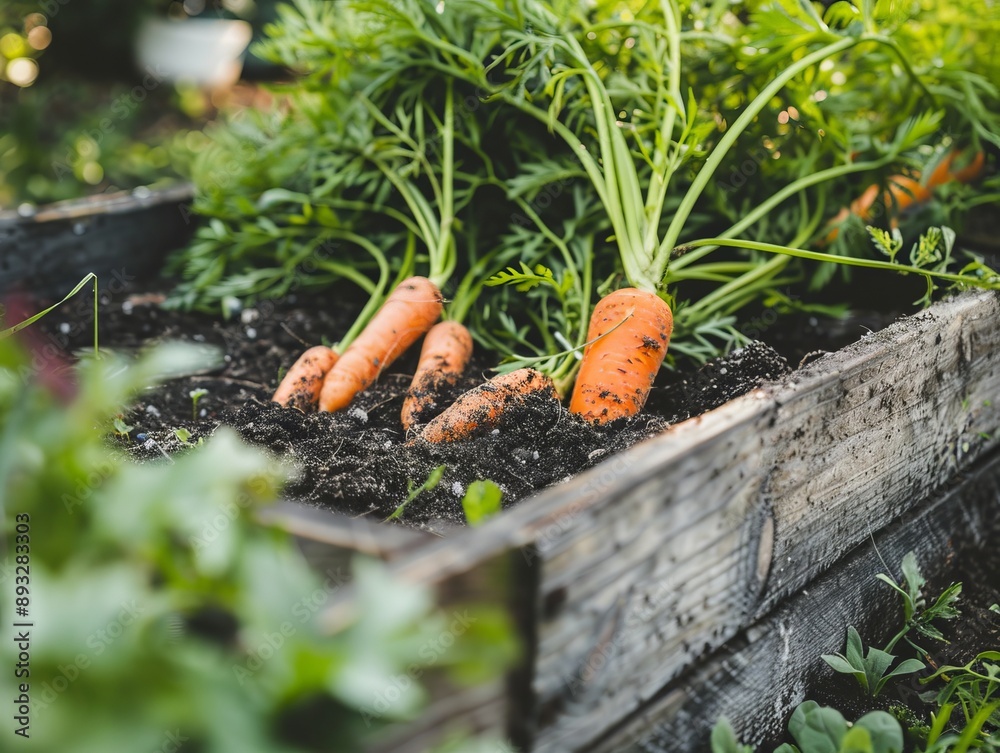 Ecological Harvest: Up-Close with Carrots in a Raised Garden Bed Ecological Harvest: Up-Close with Carrots in a Raised Garden Bed