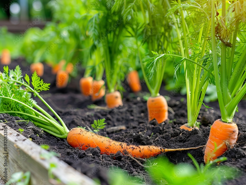 Ecological Harvesting: Up close with Carrots in Raised Garden Bed Ecological Harvesting: Up close with Carrots in Raised Garden Bed
