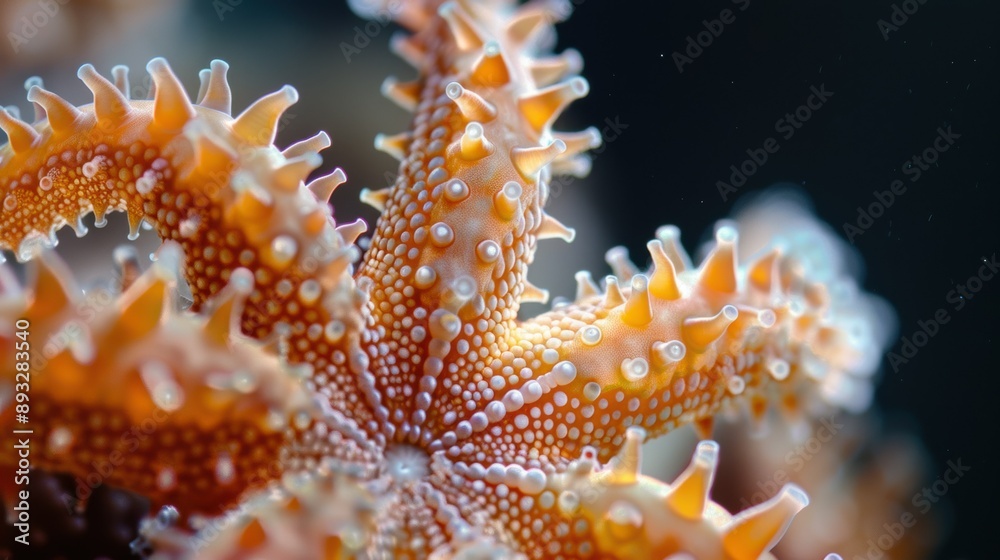 Close-up of Pin Cushion Starfish underside with small s. Close-up of Pin Cushion Starfish underside with small s.
