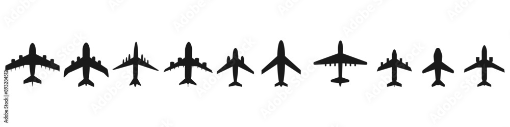 Aircraft icon vector set. Plane illustration sign collection. Airplane symbol. Travel logo. Aircraft icon vector set. Plane illustration sign collection. Airplane symbol. Travel logo.