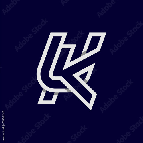 Initial Letter KU or UK  Logo, Monogram Logo letter K with U combination, design logo template, vector illustration