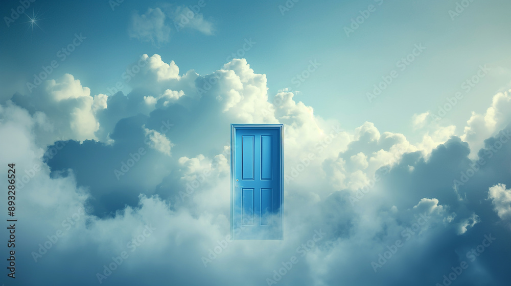 Surreal Blue Door in the Clouds Surreal Blue Door in the Clouds