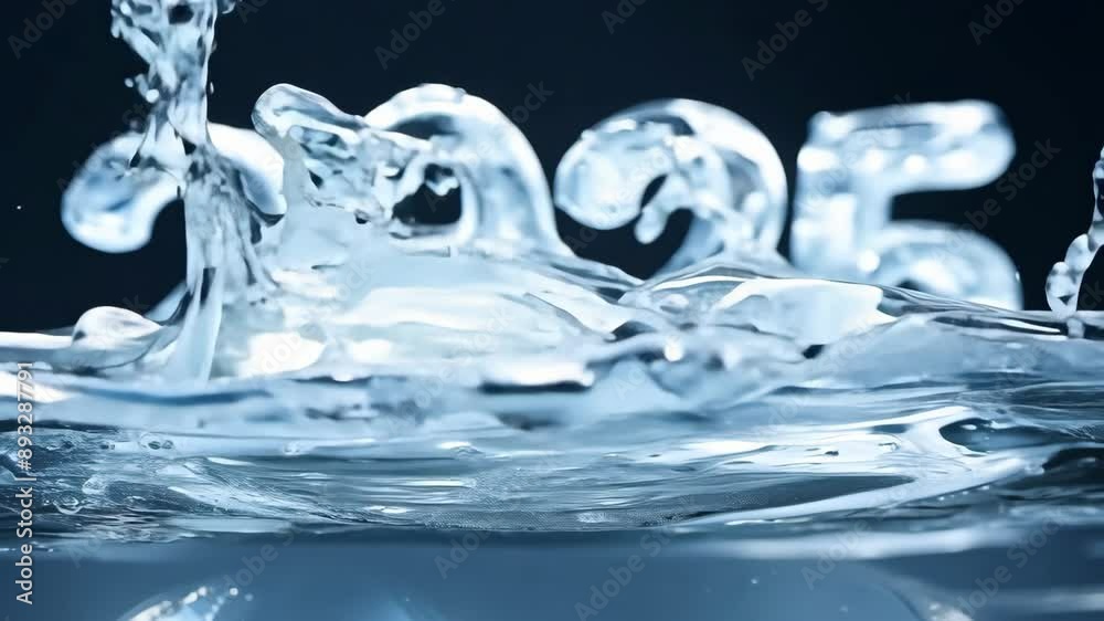 Crystal clear water splashes shaping 2025 in slow motion Crystal clear water splashes shaping 2025 in slow motion