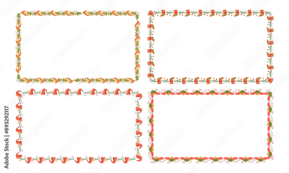 Frames collection for christmas season celebration, christmas wreath concept Frames collection for christmas season celebration, christmas wreath concept