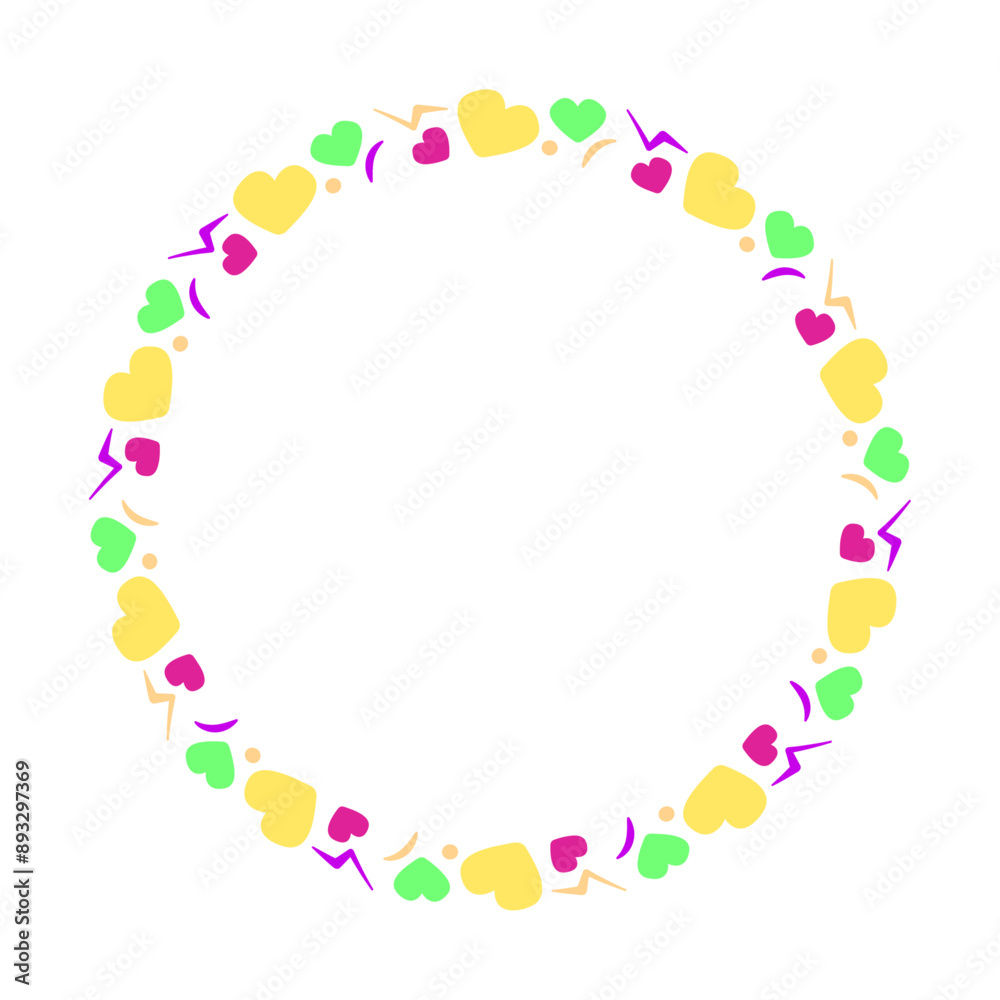 Hand drawn flat design hearts border and frame Hand drawn flat design hearts border and frame