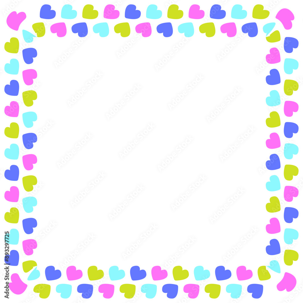 Hand drawn flat design hearts border and frame Hand drawn flat design hearts border and frame