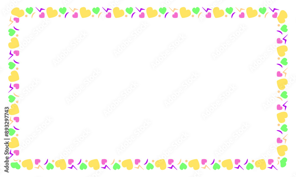 Hand drawn flat design hearts border and frame Hand drawn flat design hearts border and frame