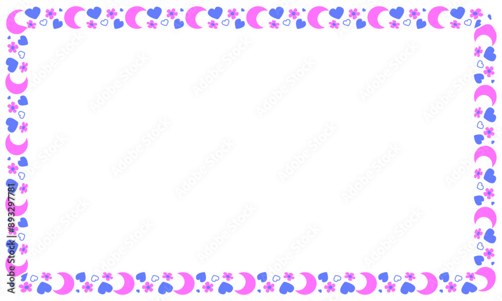 Hand drawn flat design hearts border and frame Hand drawn flat design hearts border and frame