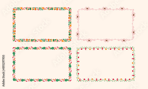 Frames collection for christmas season celebration, christmas wreath concept