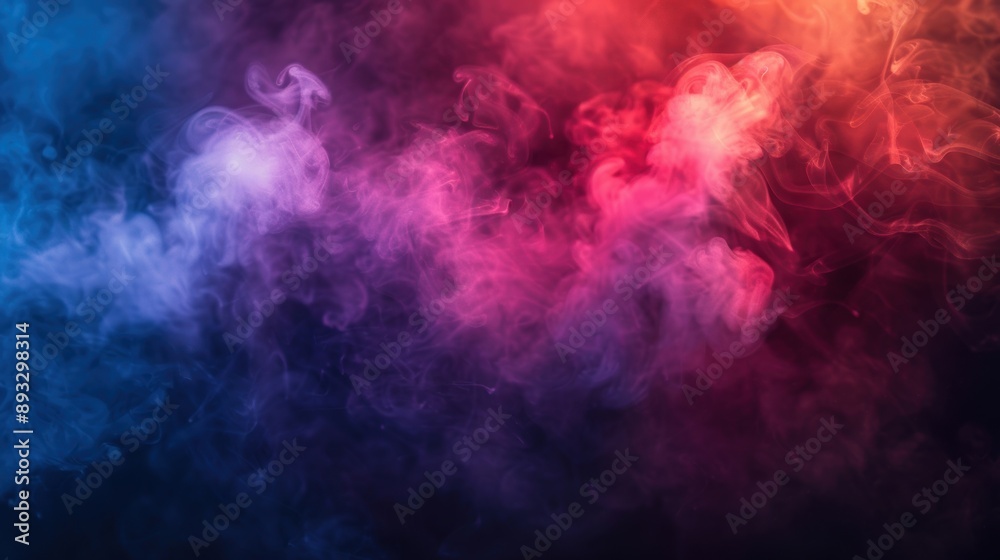 Abstract image of colorful smoke patterns swirling in the air with a blend of blue and red hues. Abstract image of colorful smoke patterns swirling in the air with a blend of blue and red hues.