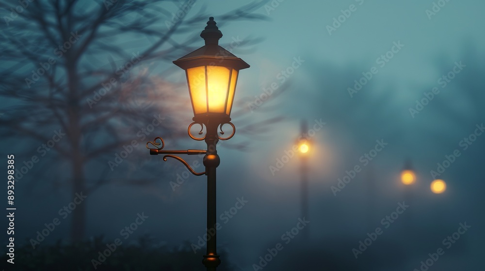 Lighting with a lamp on a pole Lighting with a lamp on a pole