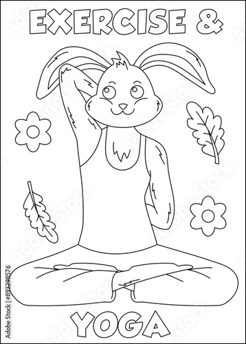 rabbit yoga exercise coloring book page