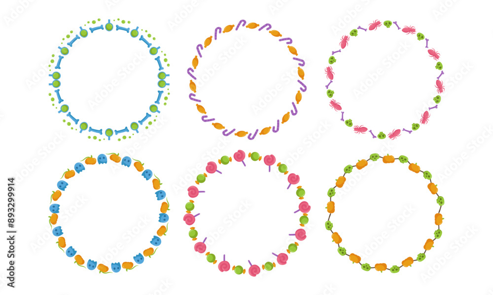 Hand drawn halloween frames template design collection on white Hand drawn halloween frames template design collection on white