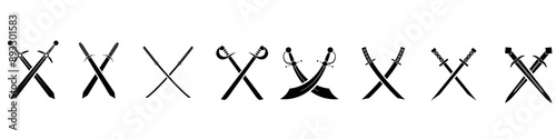 Sword icon vector set. saber illustration sign collection. weapon symbol. steel logo.