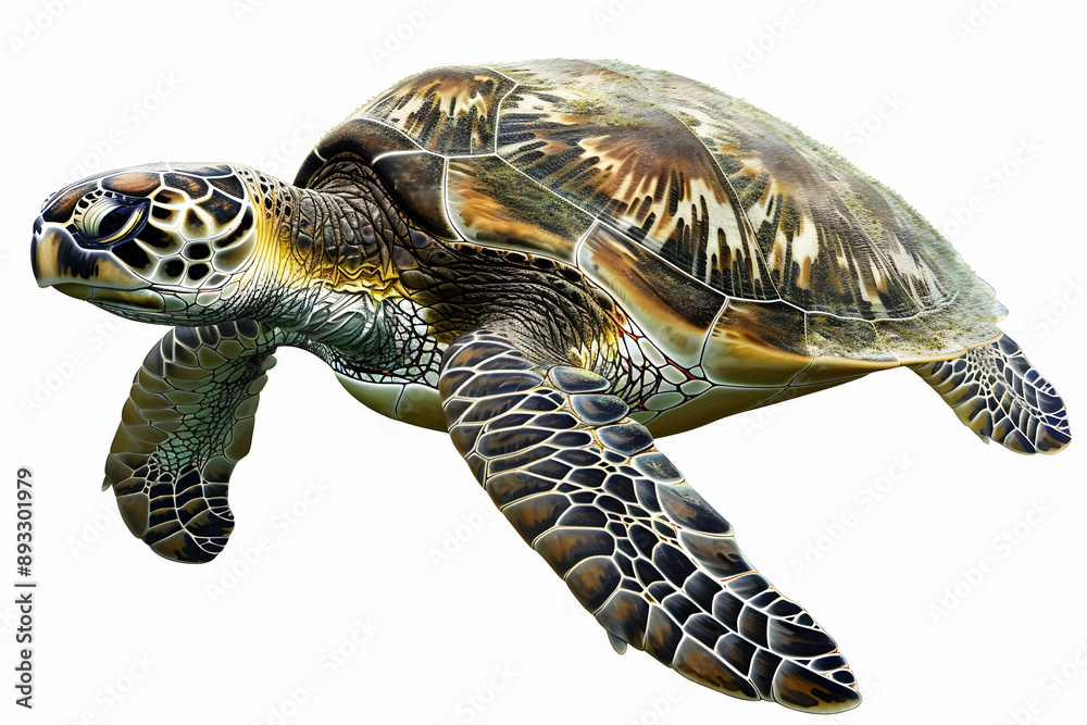 Obraz premium High-resolution image of a sea turtle swimming. Perfect for marine life, oceanic themes, and wildlife photography stock photos.