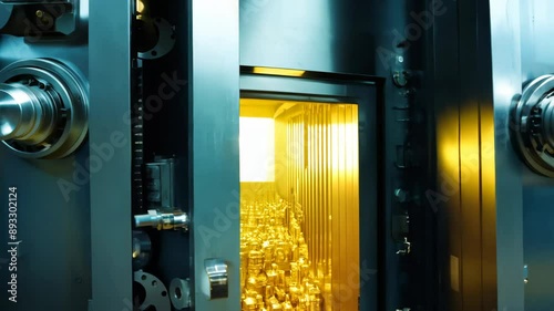 Unlocking a secure vault to reveal stacks of gleaming gold bars