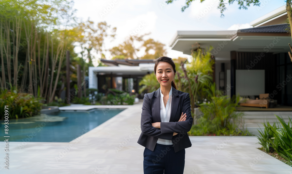 Professional Chinese woman realtor. Asian female real estate agent. Chinese woman real estate agent smiling. Professional Chinese woman realtor. Asian female real estate agent. Chinese woman real estate agent smiling.