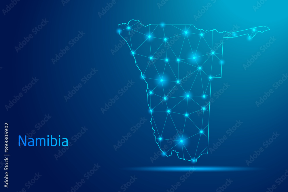Obraz premium Namibia map - concept of communication technology, graphic of low poly.