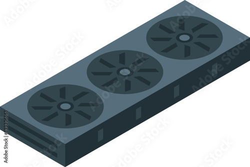 Computer fan cooling system preventing overheating isometric icon