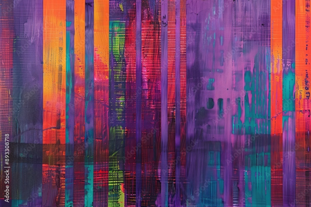 An abstract painting characterized by vertical brushstrokes and a vibrant color palette An abstract painting characterized by vertical brushstrokes and a vibrant color palette