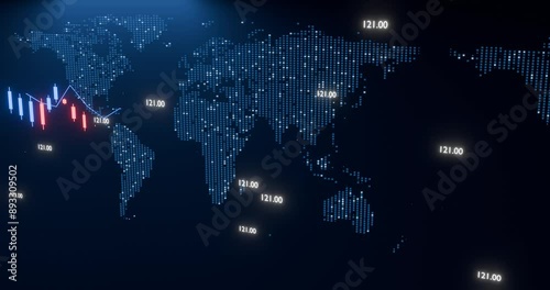 Digital data financial investment and trading trends. Investment background. Business stock market, recession global market, crisis, Inflation, deflation, financial diagram with graph stock numbers.