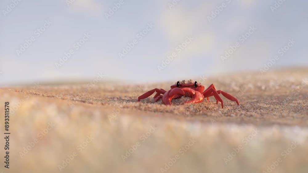 crab appears on the beach 