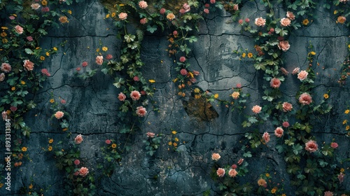 wall of decaying flowers realistic