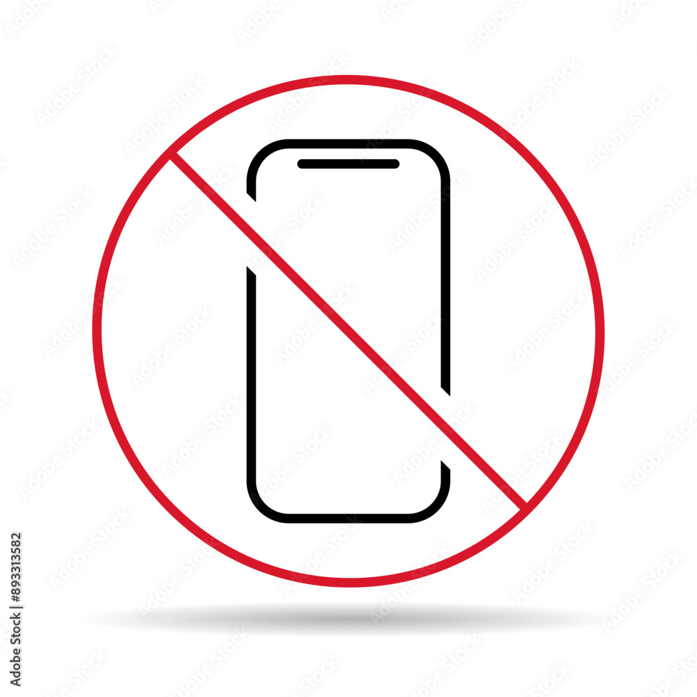 Mobile forbidden shadow icon, no use phone sign, ban smartphone label vector illustration Mobile forbidden shadow icon, no use phone sign, ban smartphone label vector illustration