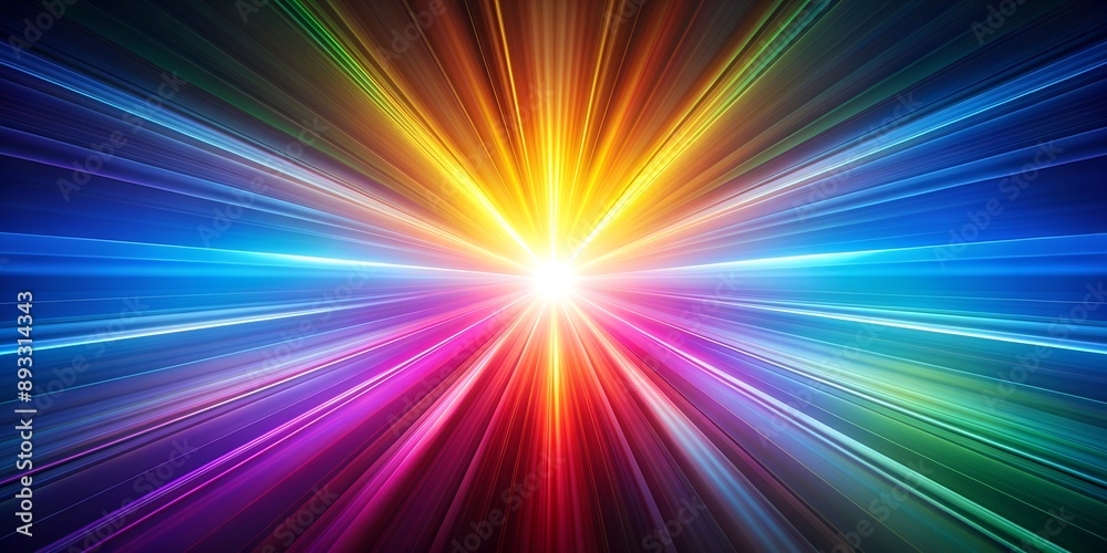 Abstract composition of colorful light rays and beams converging towards a bright point on a smooth surface AI Generative Abstract composition of colorful light rays and beams converging towards a bright point on a smooth surface AI Generative