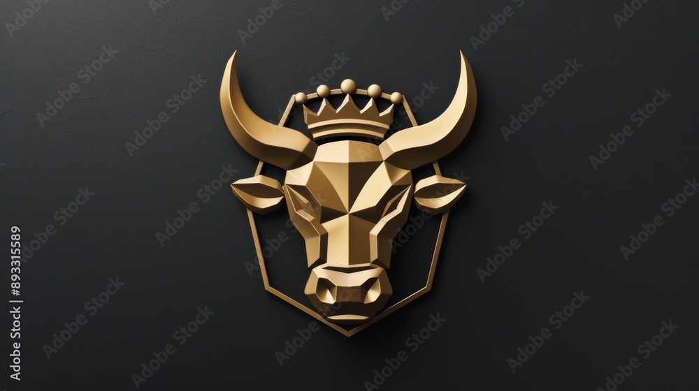 Photo of a golden cow logo with a crown Photo of a golden cow logo with a crown