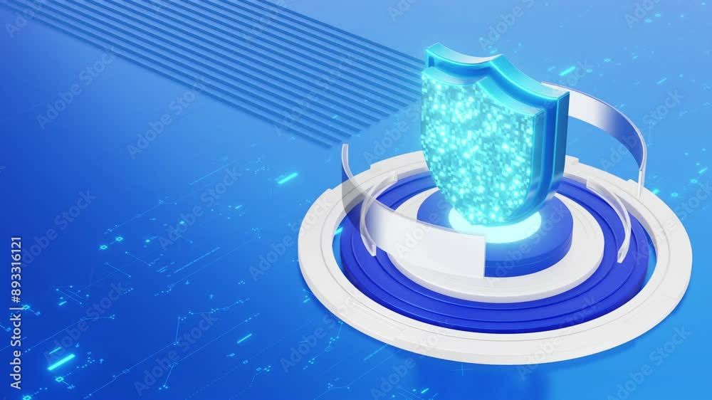 A digital shield icon glowing with blue light, symbolizing cybersecurity and data protection in a futuristic, high-tech environment. Perfect for security, IT, and technology themes. A digital shield icon glowing with blue light, symbolizing cybersecurity and data protection in a futuristic, high-tech environment. Perfect for security, IT, and technology themes.