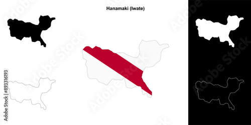 Hanamaki (Iwate) outline map set photo