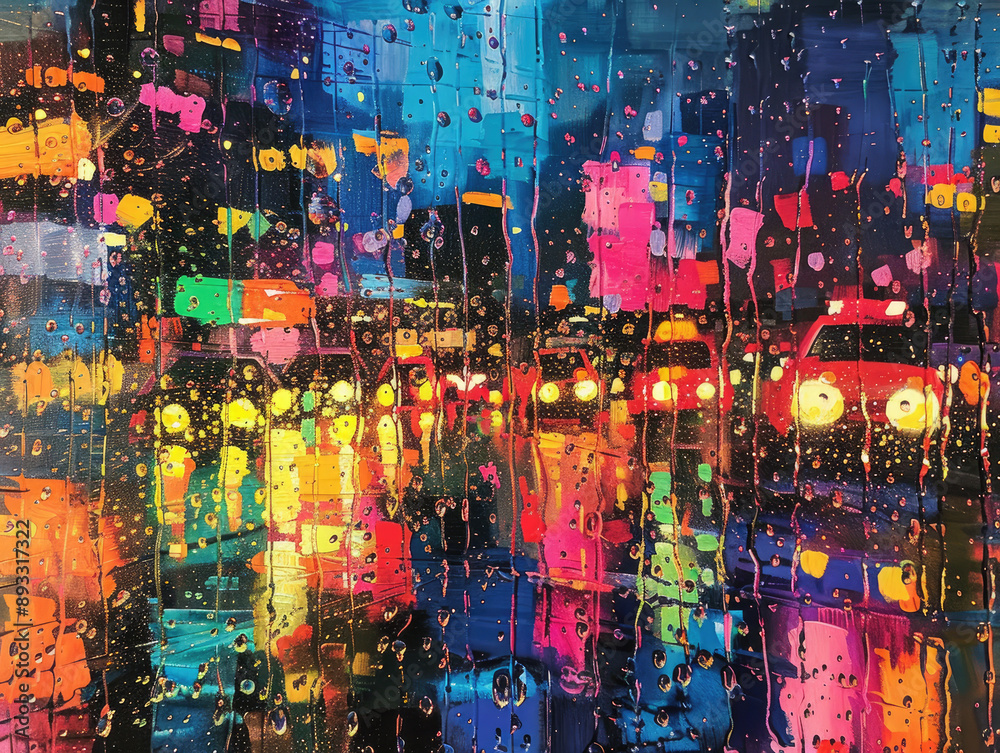 Wet City Streets Urban Rainfall Creating Dramatic Scenes