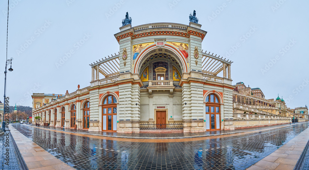 Panorama of Castle Garden Bazaar in Budapest, Hungary