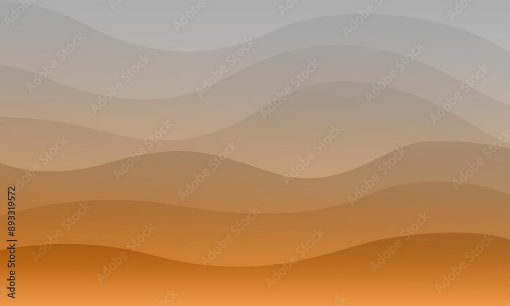 illustration of abstract background with curvy lines and gradient colors with bright orange glow 