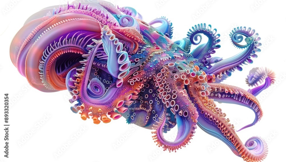 Dynamic Tentacle Shapes in Bright Colors Dynamic Tentacle Shapes in Bright Colors