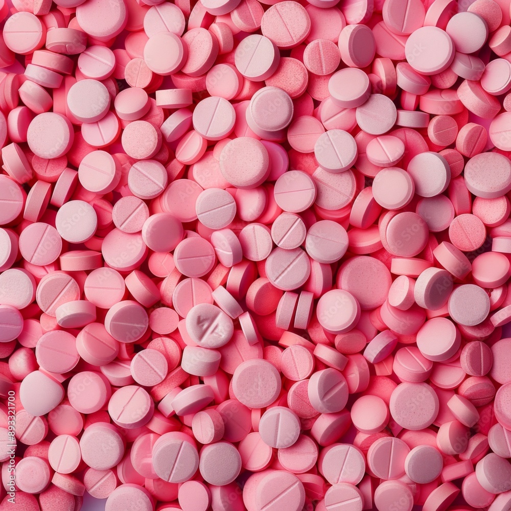 Heap or pile of medicine tablet antibiotic pills. Pharmacy pink abstract texture background Heap or pile of medicine tablet antibiotic pills. Pharmacy pink abstract texture background