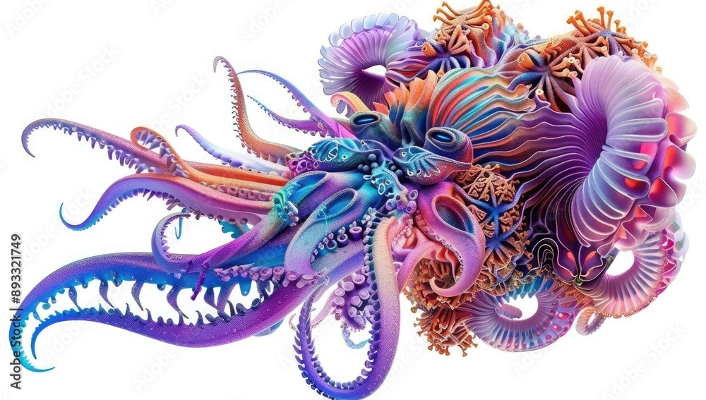 Dynamic Tentacle Shapes in Bright Colors Dynamic Tentacle Shapes in Bright Colors