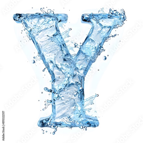 ice letter y in water with bubbles and soft light