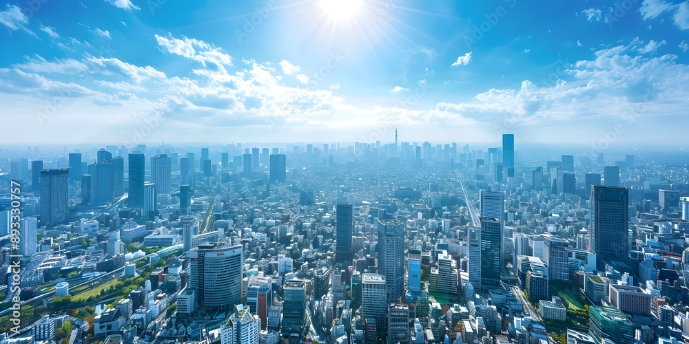 Obraz premium Expansive Cityscape from a High Vantage Point Towering Skyscrapers and Busy Urban Streets