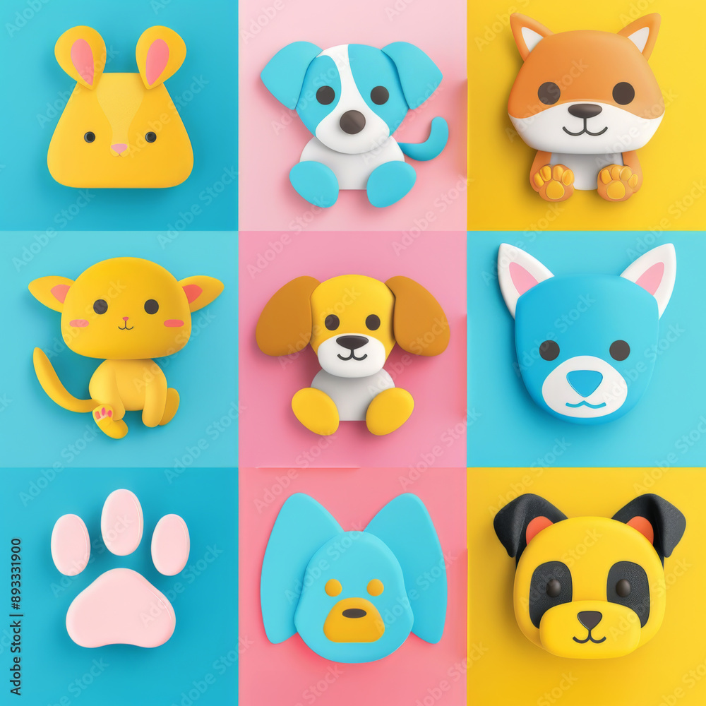 Colorful Cartoon Pet Icons Colorful Cartoon Pet Icons