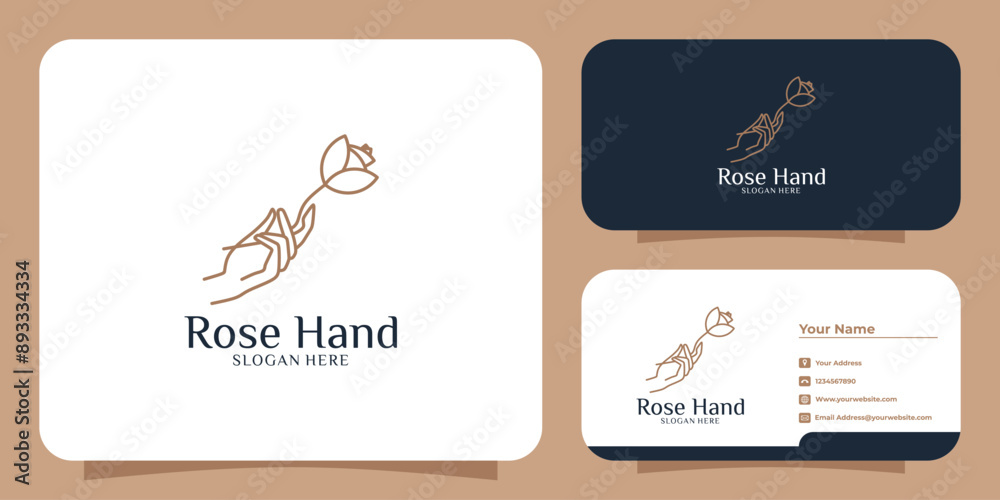 Naklejka premium Set of hand drawn feminine and modern floral logo templates