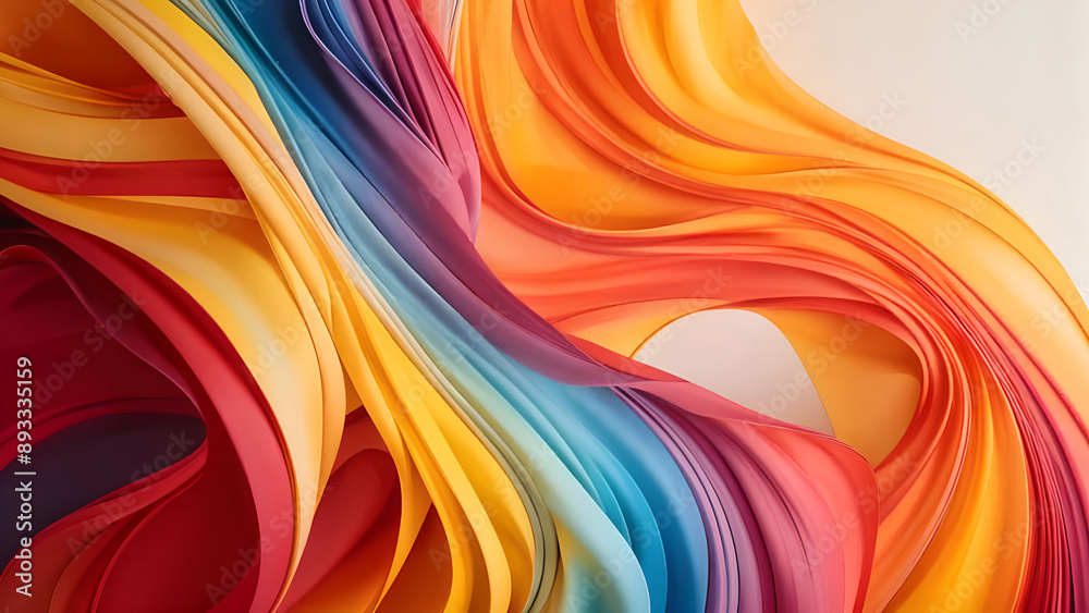 Naklejka premium abstract colorful wavy layered paper background, colorful abstract psychedelic liquid and fluid background pattern, Abstract colorful background, Rainbow blurred texture, bright Abstract watercolor