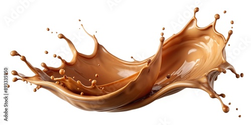 flowing brown coffee splash cut out similar to chocolate milk tea caramel AI-Created Content photo