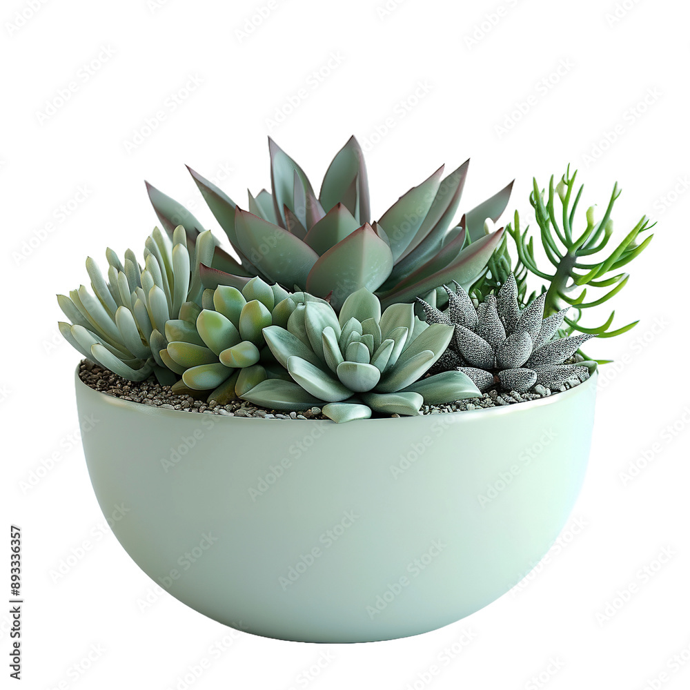 A pot of succulent plants on isolated transparent Background A pot of succulent plants on isolated transparent Background