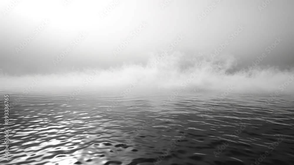 Fototapeta premium Black and white fog over the water. 3d rendering 