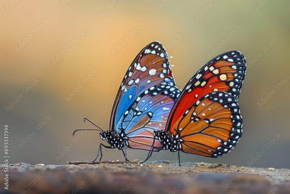 Obraz premium Two Queen butterflies mating