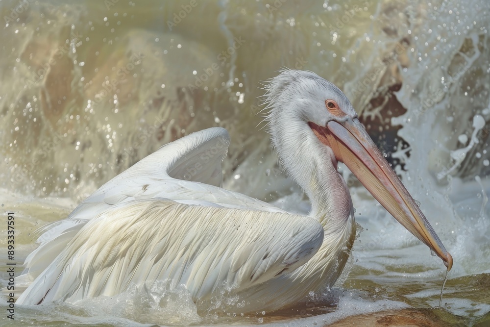 Fototapeta premium White Pelican Washing