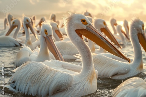 White Pelicans in Display Ritual photo