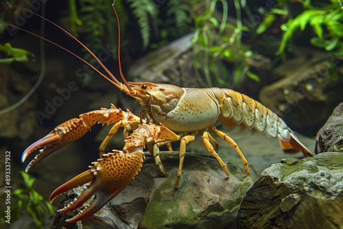 White-clawed crayfish, Austropotamobius pallipes, male, captive from River photo